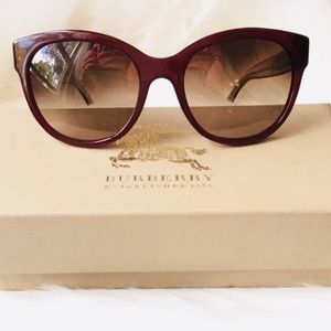 Burberry maroon cat eye sunglasses